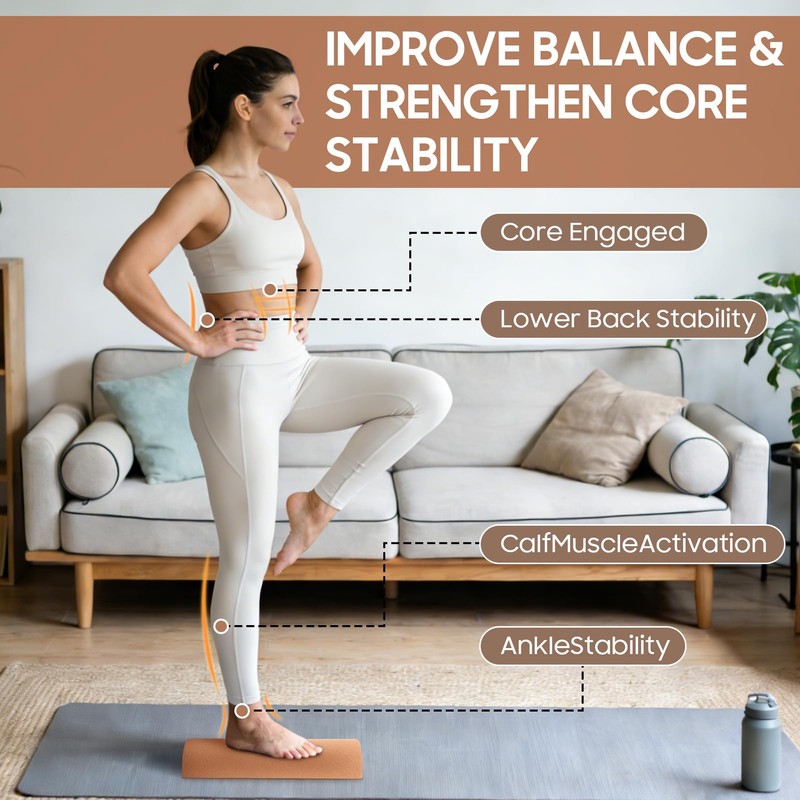 Exsulity Cork Balance Board, Exerciser Trainer Set