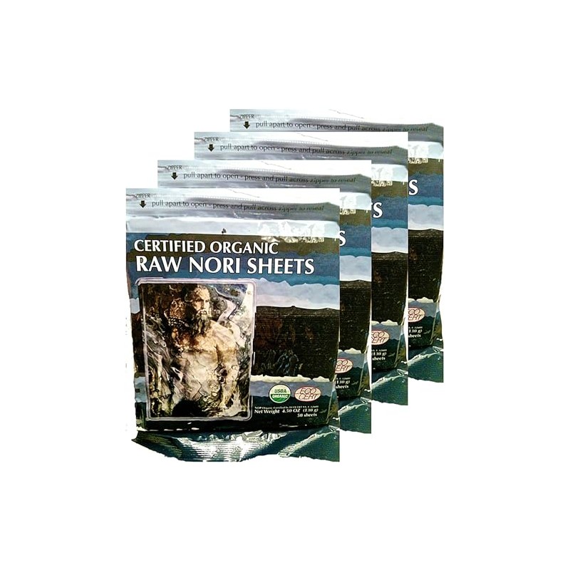 Raw Organic Nori 200 qty Sheets Pack - Certified Vegan,