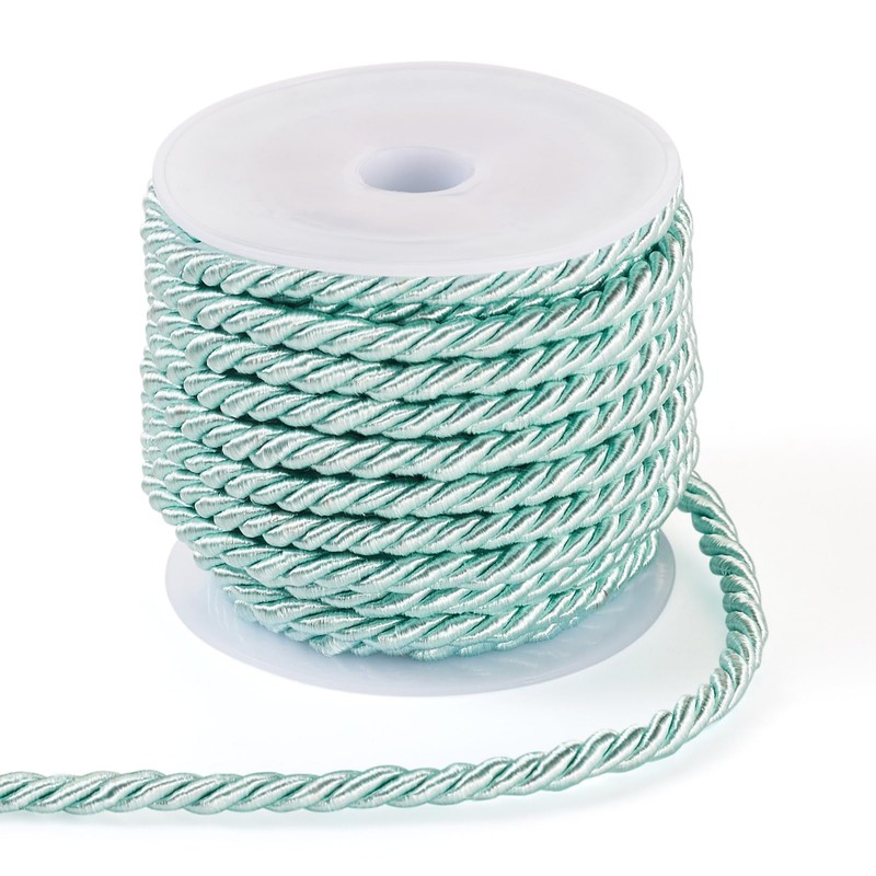 PandaHall 5m Twisted Polyester Cord, 3mm Diameter, Green, Braided Trim