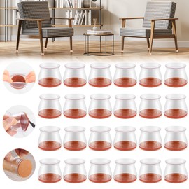 24PCS Upgraded Silicone Chair Leg Floor Protectors for Hardwood Floors, Furniture Sliders for Chair Legs, Felt Bottom Furniture Pads, Anti-Slip Round&Square Cap Covers to Scratch and Reduce Noise