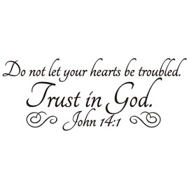 Wall Quotes Sayings Christian Removable Vinyl Peel and Stick Bible Verse DIY Trust in God John 14:1 Wall Stickers Wall Decals