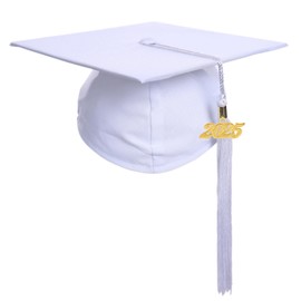 Newrara Graduation Unisex Matte Adult Graduation Cap with Tassel (White)