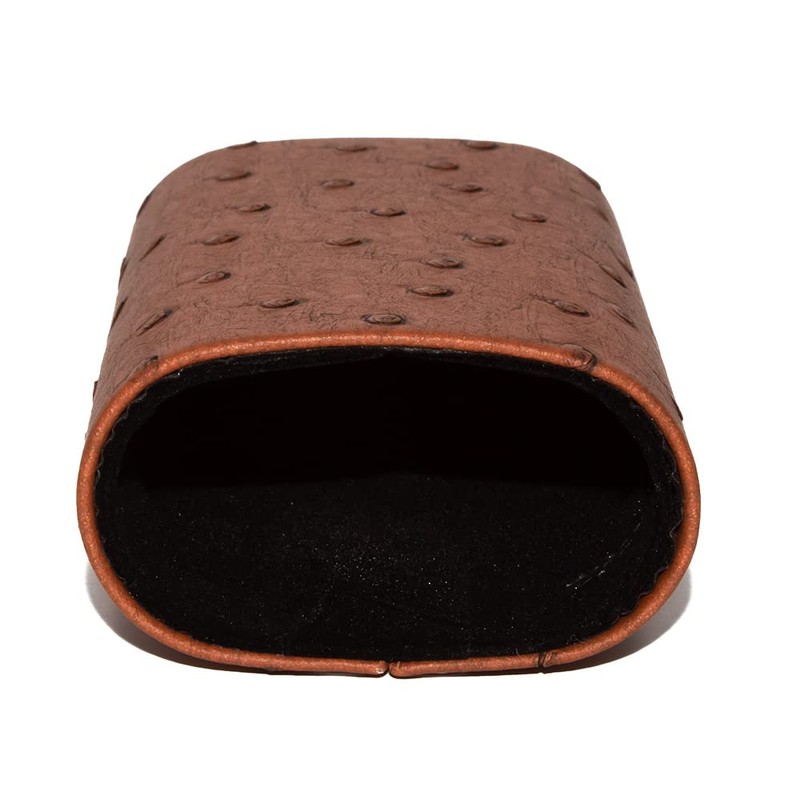 Calabria Desktop Eye Glasses Holder Soft Lining Weighted Base Brown