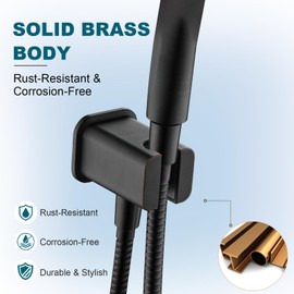 BRIGHT SHOWERS Wall Supply Elbow with Shower Head Bracket for Handheld Shower Head, Brass Core Wall Mounted Water Outlet, G1/2 Connector, Oil Rubbed Bronze