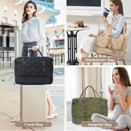 Lekespring Women's Travel Bag, Large Weekender Bag, Hand Luggage Bag, Sports Bag, black, 当代