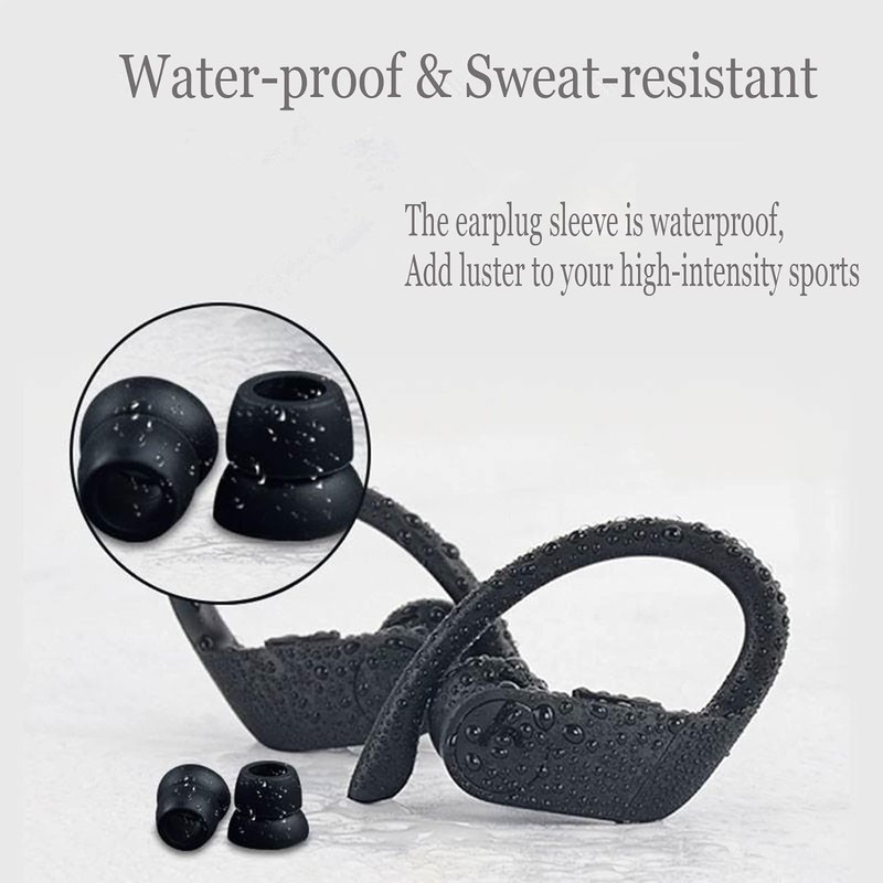 10-Pack Black Double Flange EarTips Compatible with Beats Powerbeats 3