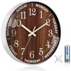 QINFIEY 12 Inch Day of Week Wall Clock, Non Ticking
