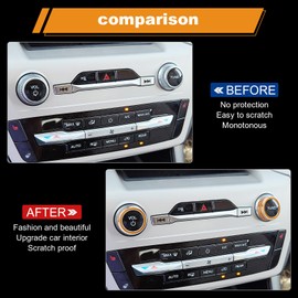 PIFOOG Car Accessories Fit for Ford Explorer 2025 2024 2023 2022 2021 2020 Volume Knob Covers Decal Adiuo Switch Button Trim Decor Stickers Interior Panels Parts Decoration Orange Aluminum Alloy 2Pcs