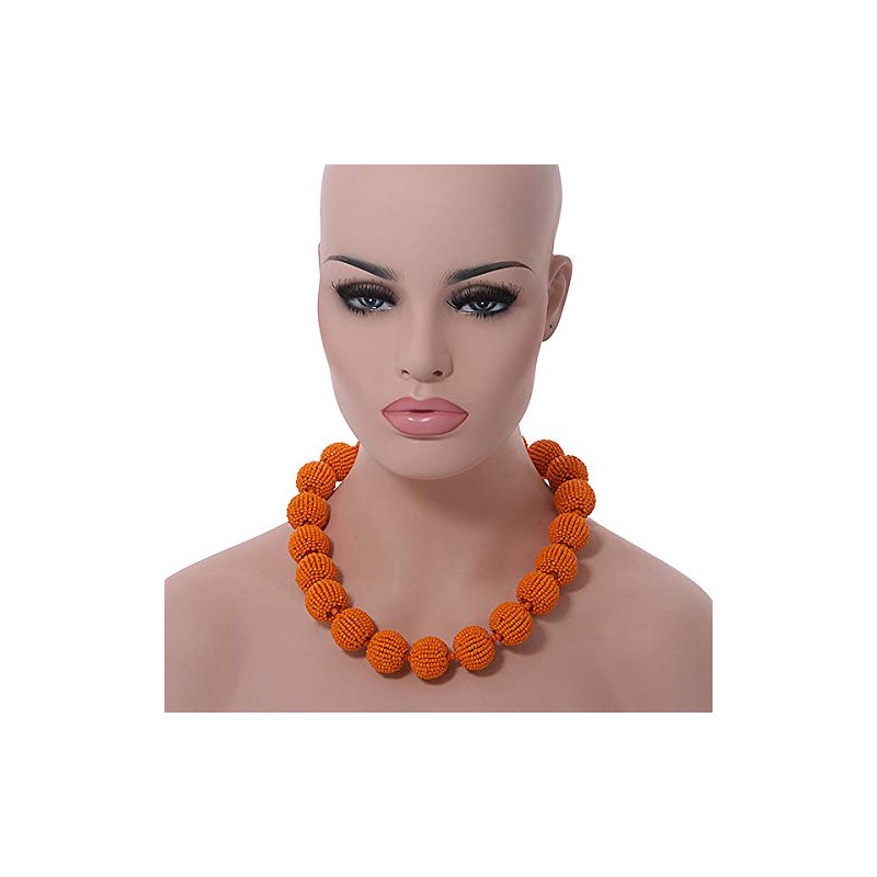 Avalaya Orange Glass Bead Ball Chunky Necklace/54cm L