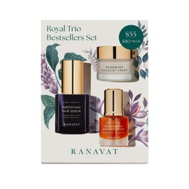 RANAVAT BOTANICS RANAVAT Royal Trio Travel Size Gift Set - Set Includes Brightening Saffron Face Serum, Renewing Bakuchi Face Cream & Fortifying Hair Serum - Clinically Tested Vegan Skincare & Haircare (3 Count)