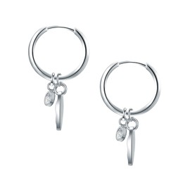 Eastside Women's Stainless Steel Hoop Earrings with Cubic Zirconia, Stainless Steel, Cubic Zirconia
