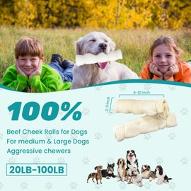 AZRAPAWS Beef Cheek Rolls Beef Cheeks for Dogs Rawhide Bones Rich Collagen Sticks Chews for Dogs Pet Safe Rawhide Treats Long Lasting Beef Dog Chews Retriever Rolls Rawhide Free Dog Chews