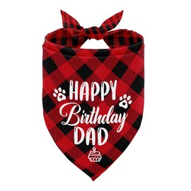 Dog Bandana, Happy Birthday Dad Dog Bandana, Dog Scarf Classical Plaid Printing, Dog Scarf Accessories, Dog Bandana Pet Scarf, Pet Scarf Accessories, Dog Bandana Gift for Dad Birthday Party (K25)