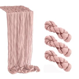 Pack de 3 caminos de mesa de estopilla, decoración de mesa, camino de mesa romántico para boda, camino de mesa de gasa para baby shower, despedida de soltera, boda, decoración de mesa de cumpleaños