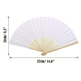Woohome Pack of 12 Hand Fans, Foldable Paper Fans, Wedding Accessories for Wedding Decoration, Party, Festival and Picnic (White)