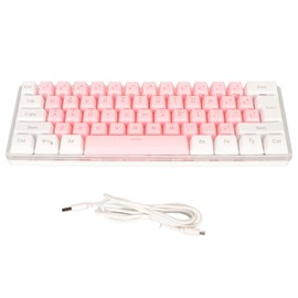 60% Wired Gaming Keyboard RGB Mini Keyboard Imitated Mechanical Technique Compact 61 Keys Keyboard for Gamer Typist White Pink
