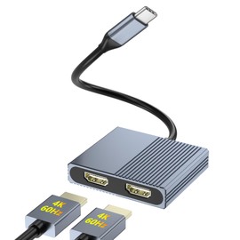 Dual HDMI Adapter for 2 Monitors, Double 4K@60Hz HDMI Splitter for dual monitors, Dual Monitor Adapter, hdmi Splitter Extended Display, USB C Laptop Docking Station Dual monitor for Dell/Mac/HP/Lenovo