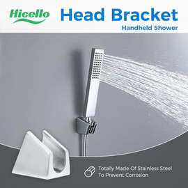 Shower Head Bracket Wall Mount | Hicello Solid Stainless Steel Bathroom Hand Held Head | Chrome Plated Shower Holders Wall Mounted with Screws | Two Card Slots Double Shower Bracket
