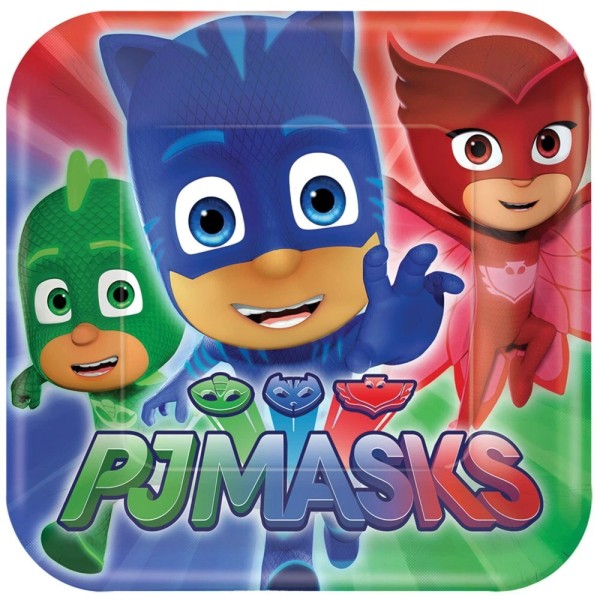 Creative Converting PJ Masks Square Dessert Paper Plates, 7", 8