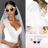 Pearl Just Married Sash + Veil + Heart Bride Sunglasses