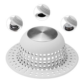 Aluvor Shower Drain Hair Catcher, Bathtub Drain Cover Foldable Silicone Shower & Tub Protector for Pop-Up & Regular Drains