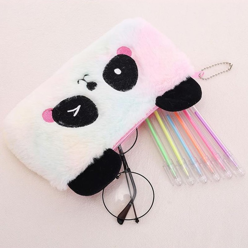 BetterJonny Set of 2 Plush Pencil Cases, Cute Rainbow Pencil