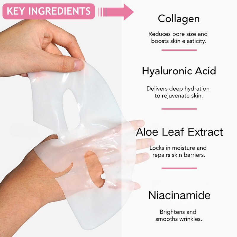 6pcs Glass Skin Face Mask With Collagen, Deep Hydration Collagen