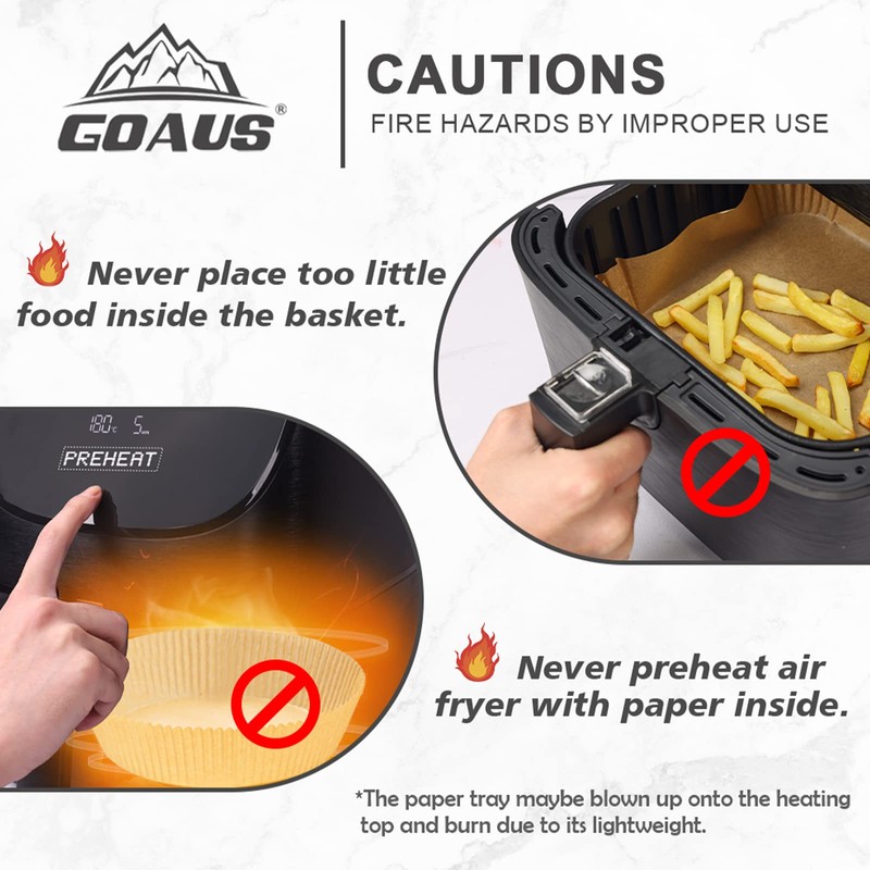 GOAUS Air Fryer 150 Pcs Round Paper Liners Disposable Large