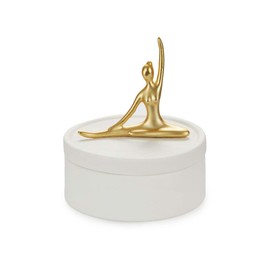 balvi Ballerina Jewellery Box White and Matte Gold Ceramic Jewellery Box with Lid and