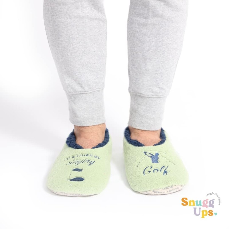 Splosh Men's Green Golf Slippers - Large Adult Slippers With