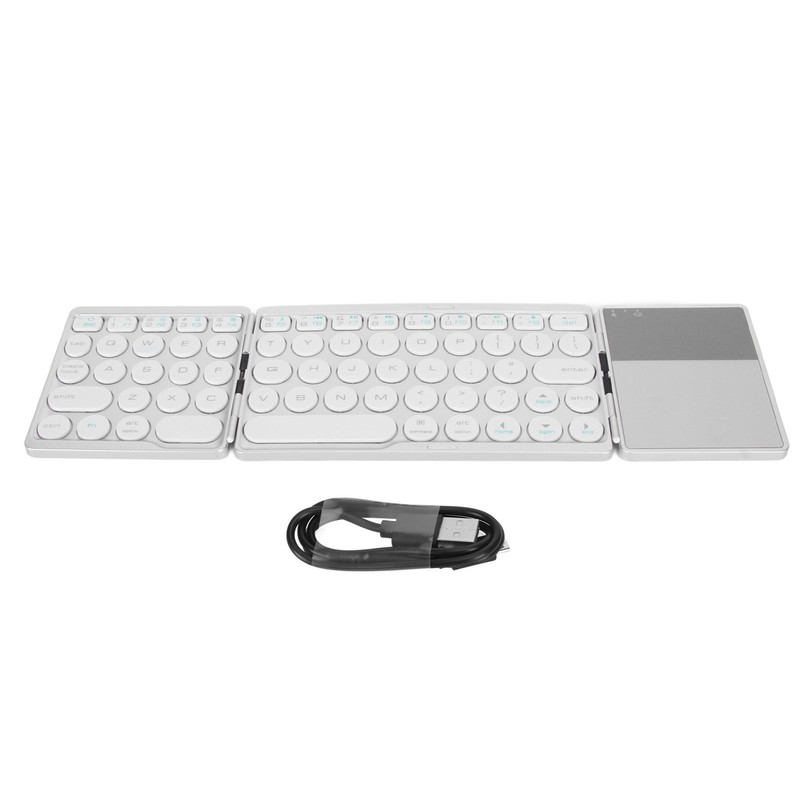Round Key Bluetooth Foldable Keyboard with Touchpad Universal 140mAh Wireless