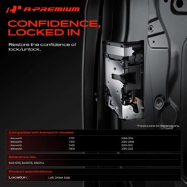 A-Premium Door Latch Lock Compatible with Kenworth Vehicles - T270 2008-2015, T300 2005-2008, T400 2010-2013, T800 2005-2013 - Left Driver Side