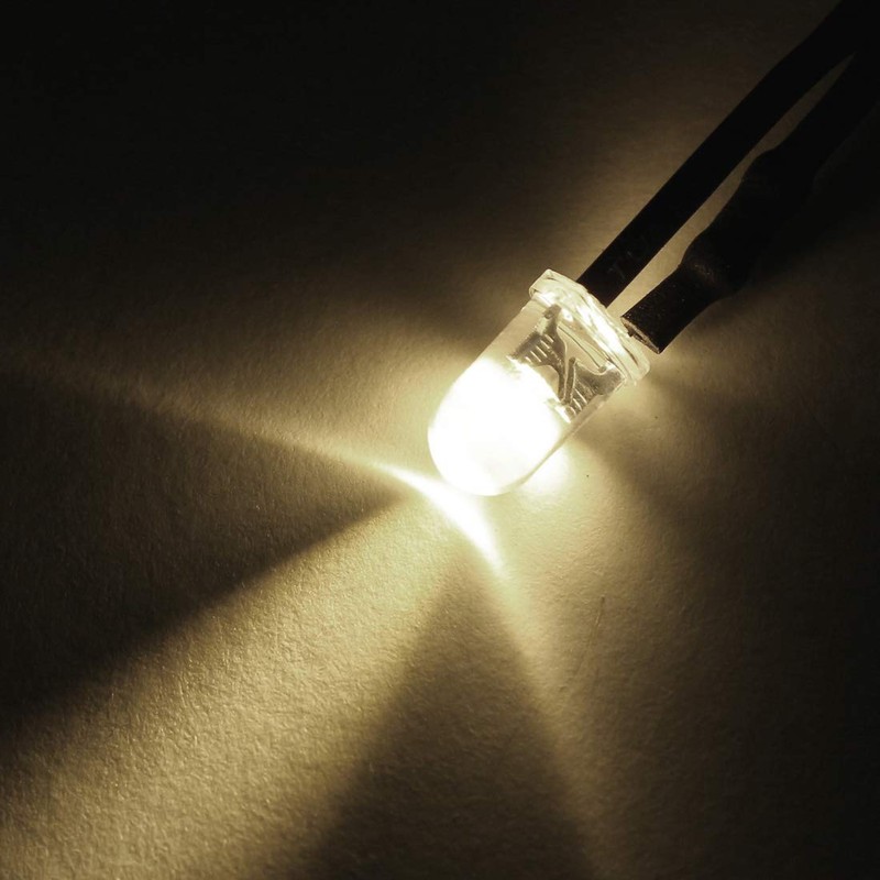 uxcell 10Pcs 5mm Pre Wired LED, Warm White DC9-12V Clear