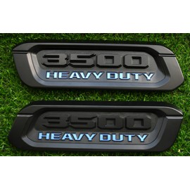 2pack New 3500 Heavy Duty Emblems Left Right Side 3D Badges Black Hood Replacement for 3500 (Blue)