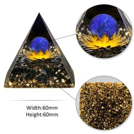Nupuyai Lotus Healing Stone Crystal Pyramid, Energy Gemstone Pyramid Decoration with Lapis Lazuli, Obsidian Stone for Yoga Meditation, Room, Living Room, Feng Shui Decor