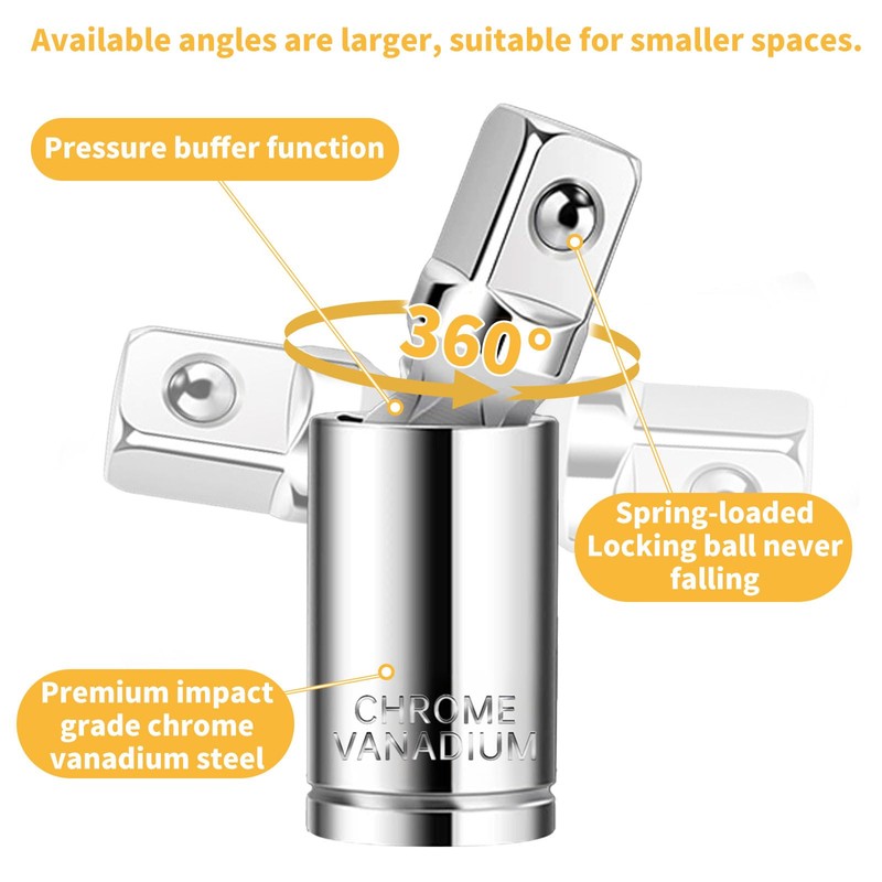 7 Piece Socket Adapter and Universal Joint Set 6.3 mm