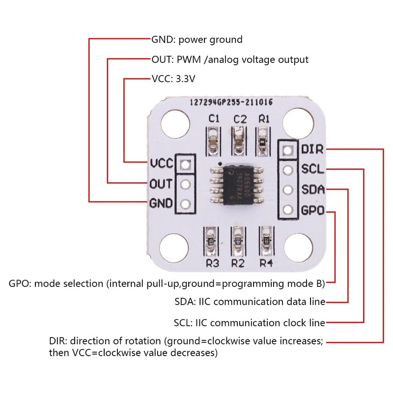DollaTek 2Pcs AS5600 Magnetic Encoder Magnetic Induction Angle Measurement Sensor