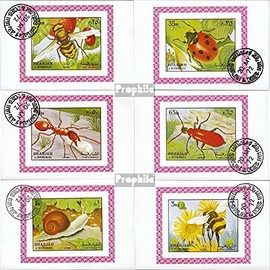 Sharjah Block1204B-Block1209B (complete.issue.) fine used/cancelled 1972 Insects (Stamps for collectors) Invertebrates Other (insects, snails, bees…)