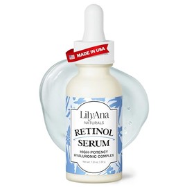 LilyAna Naturals Retinol Serum - Made in USA, Anti Aging Face Serum with Hyaluronic Acid and Vitamin E, Reduces Age Spots and Sun Damage, Promotes Col