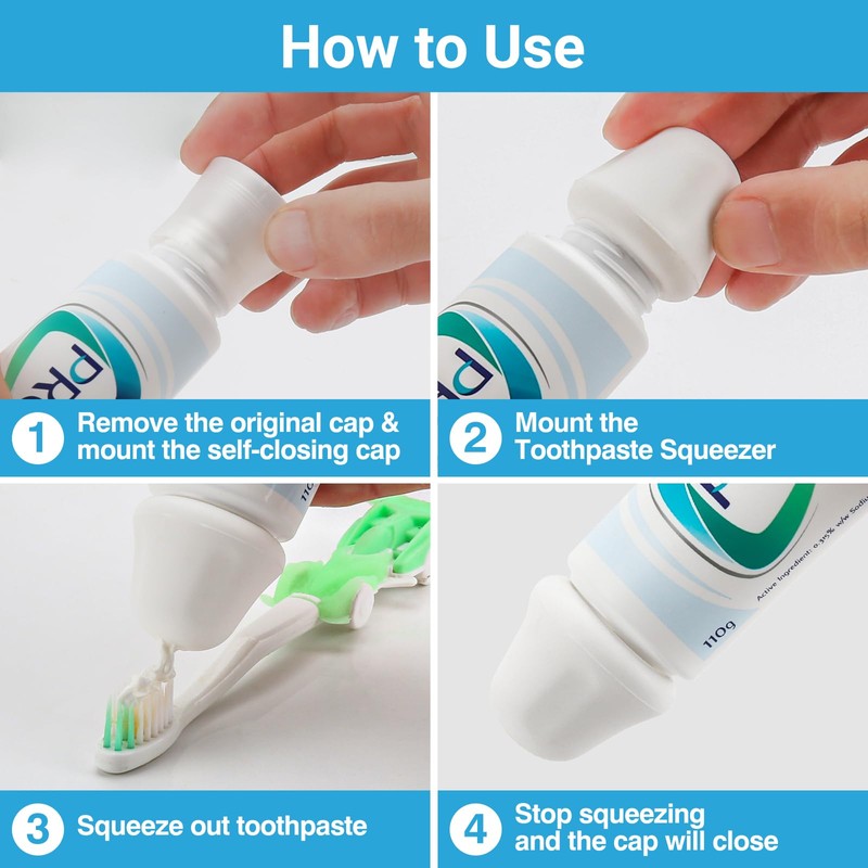 Self-Closing XXL Toothpaste Caps 3-Pack White, Sensodyne Pronamel Compatible by