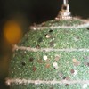 Cool Mint Green Glitter Christmas Baubles/Ornaments with Snowy Wrap -