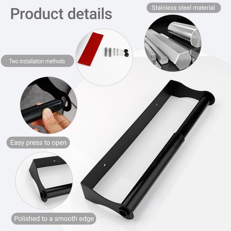 GOWODOOO Paper Towel Holder Under cabinets,Wall Mount Paper Towels Holder