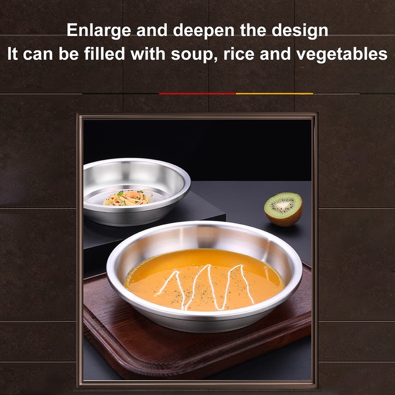 Stainless Steel Plate, Sturdy Kitchen Metal Plate Stackable for Kitchen