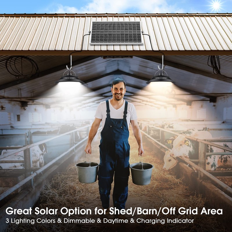 SunBonar Solar Shed Lights Indoor 2 Pack, 3200K/4000K/6000K Dimmable Daytime