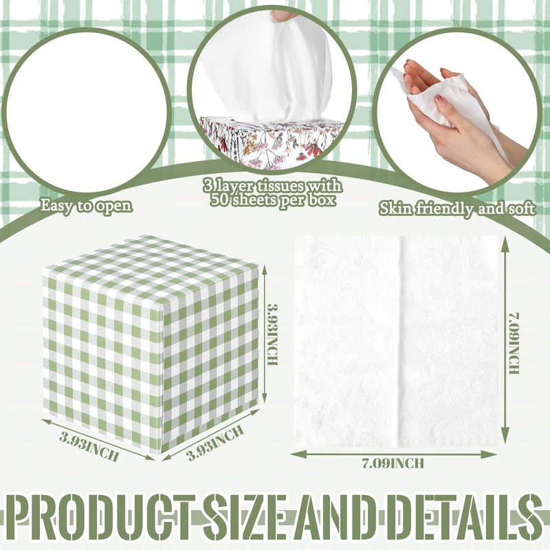 Fourluoo 12 Pack Facial Tissues Cube Face Boxes 600 Sheets