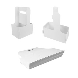 Drink Carrier with Handle for 2-Cup Kraft Paperboard Handled Coffee Cup Holder Take Out Cup Cup Carriers 20 Count White