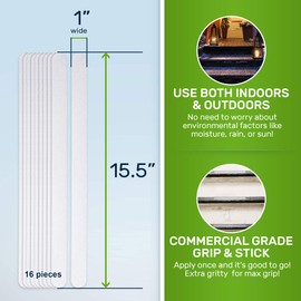 Anti Slip Adhesive Tape Strips. Grip Tape Treads For Stair Treads & Steps. Clear Non Slip Indoor/Outdoor Adhesive Strips 1"x15" Non-slip Grip Strips/Tread Runners. Wooden Steps, Safety for Pets/Kids