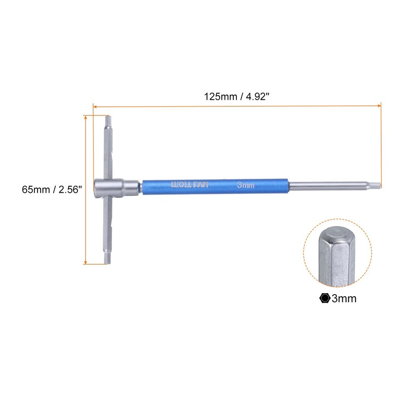 sourcing map Sliding T-Handle Hex Key Wrench Set 3mm Metric