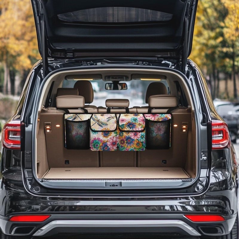 TOADDMOS Dragonfly Car Trunk Organizer for Women Lady Boho Floral