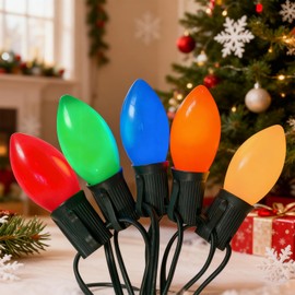 Fonusty C9 LED Christmas Lights Outdoor, 25Ft Vintage Christmas Lights with 25 Colored Shatterproof Bulbs, Waterproof C9 Light String for Outside Indoor Bedroom Tree Party Patio Xmas Decorations